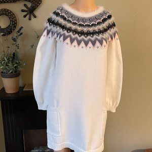 Gymboree Winter Long Sleeve White Knit Sweater Dress Size XL (14)